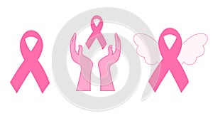 Breast cancer awareness icons