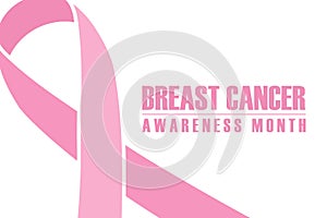 Breast cancer awareness month banner. Pink ribbon on white background.