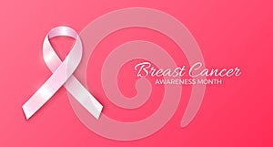 Breast cancer awareness month. Banner with ribbon.