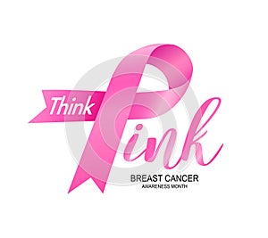 Breast Cancer Awareness Month Campaign design with pink ribbon.