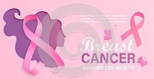 Breast cancer awareness month, card, flyer.