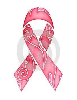 Breast Cancer Awareness Month Emblem, Pink Ribbon Symbol