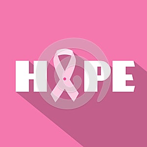 Breast cancer awareness month illustration with hope slogan and pink ribbon symbol