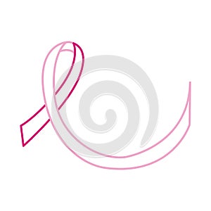 Breast cancer awareness month, pink ribbon healthcare white background line icon