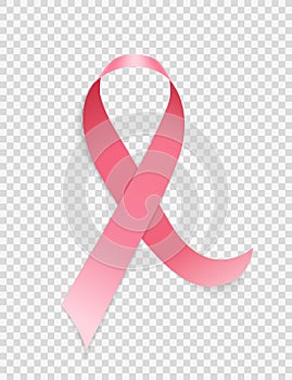 Breast Cancer Awareness Month Pink Ribbon Sign on Transparent Background Vector Illustration