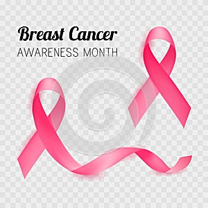 Breast cancer awareness month. Pink ribbon. Vector