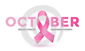 Breast cancer awareness month pink ribbon vector women solidarity symbol icon