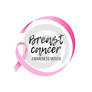 Breast cancer awareness month pink ribbon woman solidairy vector symbol