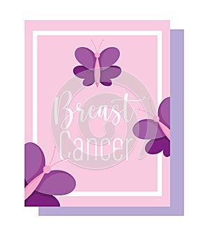 Breast cancer awareness month purple butterflies banner design