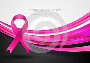 Breast cancer awareness month. Smooth silk waves and ribbon tape design