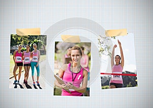 Breast Cancer Awareness Photo Collage of women`s marathon run