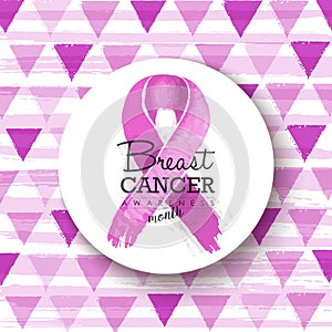 Breast cancer awareness pink ribbon badge art