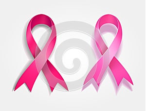 Breast cancer awareness pink ribbon isolated on white background.