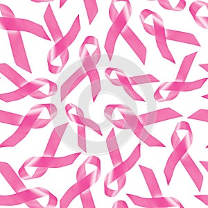 Breast cancer awareness pink ribbon pattern photo