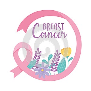 Breast cancer awareness pink ribbon and spring poster vector design