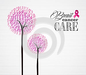 Breast cancer awareness pink ribbons conceptual trees EPS10 file