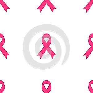 Breast cancer awareness pink single ribbon isolated on white background. Vector illustration EPS 10
