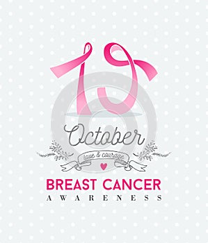 Breast cancer awareness poster october ribbon