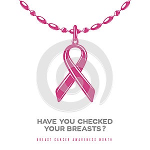 Breast cancer awareness poster with pink metal