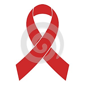 Breast cancer awareness red ribbon icon vector simple