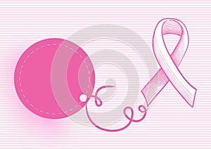 Breast cancer awareness ribbon with hang tag EPS10