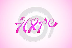 Breast cancer awareness ribbon hope logo