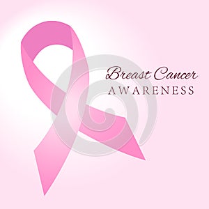 Breast Cancer Awareness Ribbon on pink background