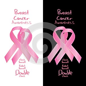 Breast cancer awareness ribbon sign double check