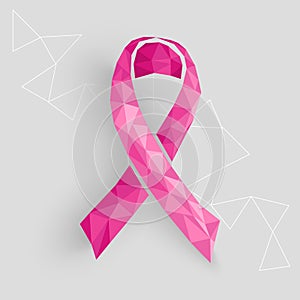 Breast cancer awareness ribbon with transparent tr