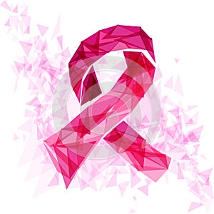 Breast cancer awareness ribbon with triangles EPS1