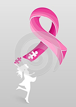 Breast cancer awareness ribbon woman help EPS10 file.