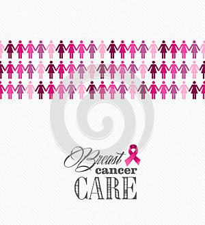 Breast cancer awareness ribbon women figures vecto