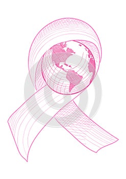 Breast cancer awareness ribbon world illustration