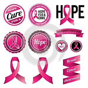 Breast Cancer Awareness Ribbons and Badges