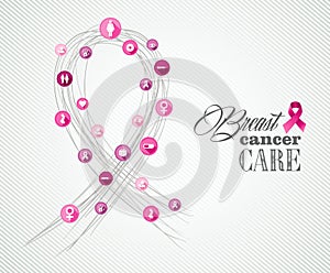 Breast cancer awareness symbols concept banner EPS