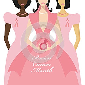 Breast Cancer Awareness.Three International Woman