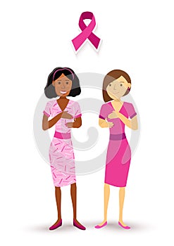 Breast cancer awareness women check up pink ribbon