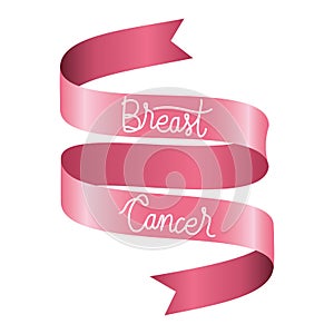Breast cancer campaign ribbon with calligraphy