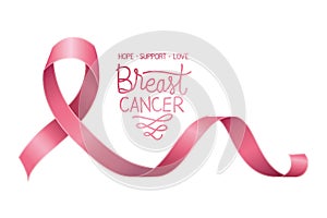 Breast cancer campaign ribbon with calligraphy