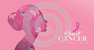 Breast Cancer Care banner of cutout woman face