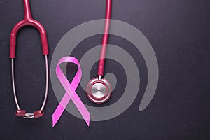Breast Cancer concept : Pink ribbon symbol of breast cancer and