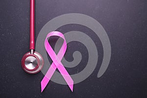 Breast Cancer concept : Pink ribbon symbol of breast cancer and