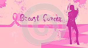 Breast Cancer Day Disease Awareness Prevention Poster With Silhouette Female