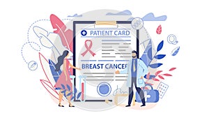 Breast Cancer Diagnose and Awareness Flat Cartoon