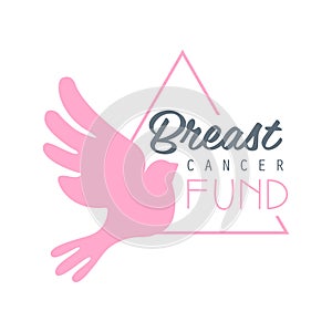 Breast cancer fund label. Vector illustration in pink colors