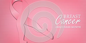 Breast cancer month card pink silk support ribbon