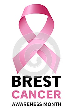 Breast cancer month logo, realistic style