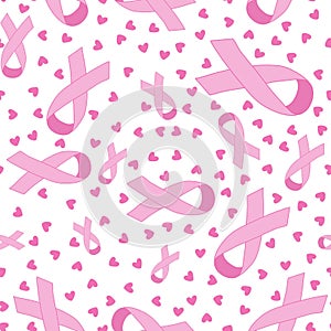 Breast cancer month seamless pink ribbon day mammogram pattern for wrapping paper and media accessories