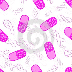 Breast cancer month seamless pink ribbon day mammogram pattern for wrapping paper and media accessories