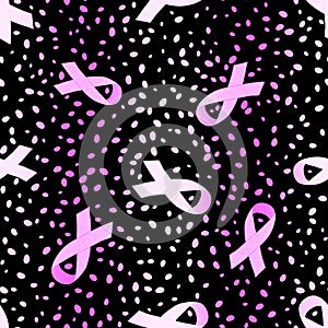 Breast cancer month seamless pink ribbon day mammogram pattern for wrapping paper and media accessories